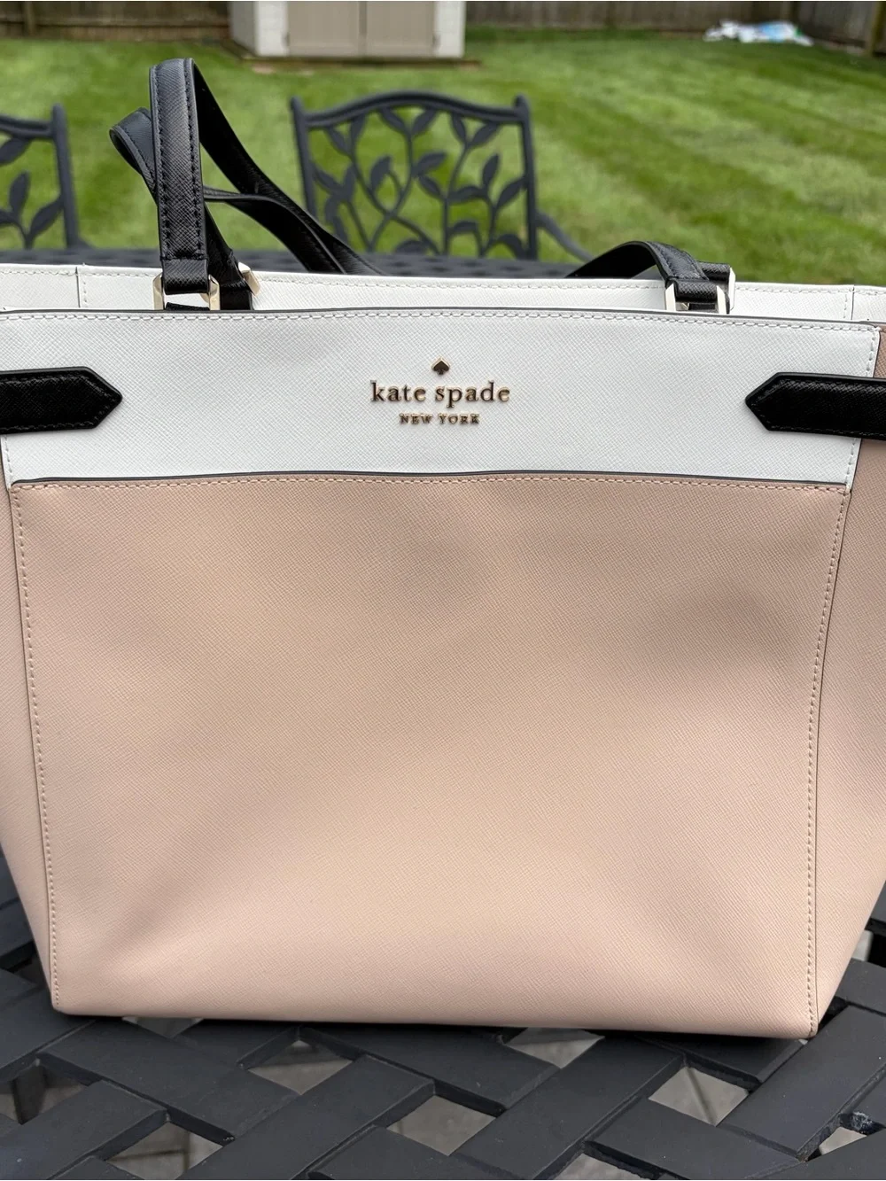Kate Spade New York Staci Colorblock Laptop Tote - Warm Beige Multi
